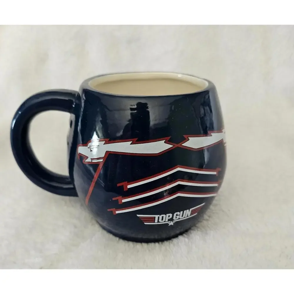 2020 Top Gun Navy Pilot Maverick Helmet Coffee Mug Cup Blue 4" Ceramic 20oz - Picture 4 of 10